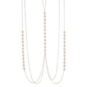 Tgirls Dainty Pearl Body Chain Gold Layered Body Chains Tassel Necklace Dress Jewelry for Women