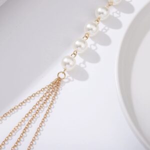 Tgirls Dainty Pearl Body Chain Gold Layered Body Chains Tassel Necklace Dress Jewelry for Women