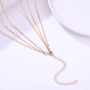 Tgirls Dainty Pearl Body Chain Gold Layered Body Chains Tassel Necklace Dress Jewelry for Women