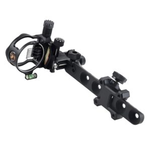 topoint archery cnc aluminum 5 pins or 7 pins .019" tool-less bow sight with micro adjust detachable bracket led sight light left and right hand (pro 7 pins, black)