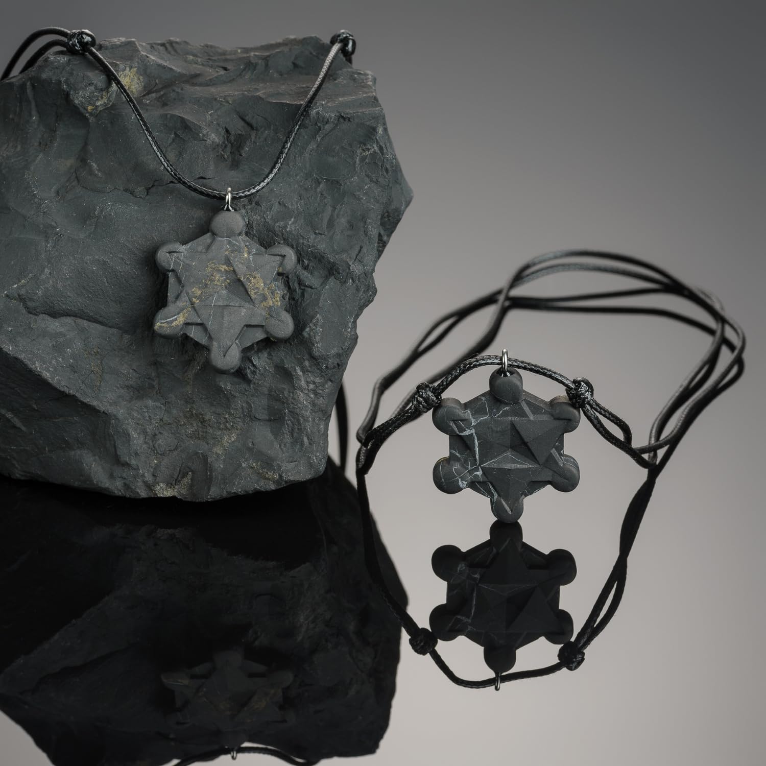 Keled Rocks Metatrons Cube Pendant Necklace from Shungite Stone