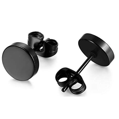 Black Earrings Hypoallergenic Stainless Steel Ear Studs Black and Silver Set for Men Women 6mm 8mm