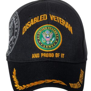 Officially Licensed United States Army Disabled Veteran and Proud of it Embroidered Black Baseball Cap