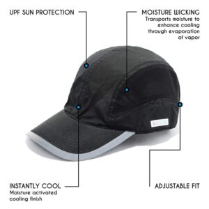 BUILTCOOL Adult Cooling Baseball Hat – Men & Women Moisture Wicking, Mesh Back, Lightweight, Performance Ball Cap for Fishing, Hiking, Kayaking, Golf, One Size, Black