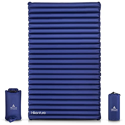 Hikenture Double Sleeping Pad,Extra Thick 3.75in Camping Mattress 2 Person,Queen Size Inflatable Air Mat,Lightweight and Compact,for Backpacking,Car Camping,Hiking,Tent,Cot(Navy Pumpsack)