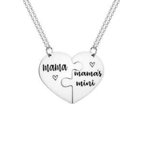 JOFUKIN Mother Daughter Necklace 2 Pieces Set Mom Gifts from Daughter Matching Heart Necklaces for Women Gifts for Mom