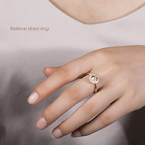 Fonsalette Fidget Ring Birthstone Rings for Women Thumb Rings Fidget Ring Women Rose Gold Ring Spinner Ring Anxiety Ring for Women Cubic Zirconia Ring