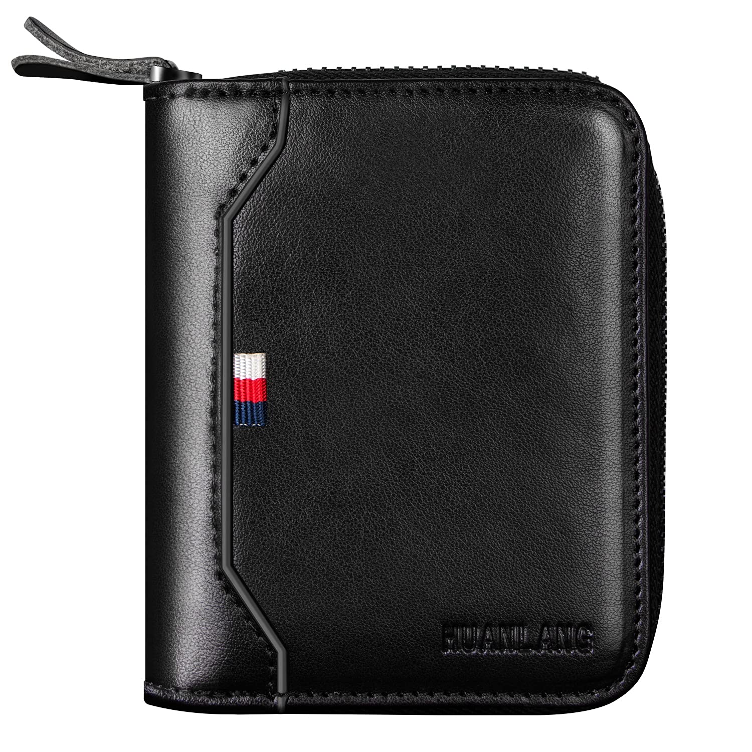 HUANLANG Mens Wallet RFID Blocking Multi Card Holder Wallets for Men Bifold Wallet with Zipper Small Men's Leather Wallet