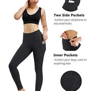 Fengbay 2 Pack High Waist Yoga Pants, Pocket Yoga Pants Tummy Control Workout Running 4 Way Stretch Yoga Leggings