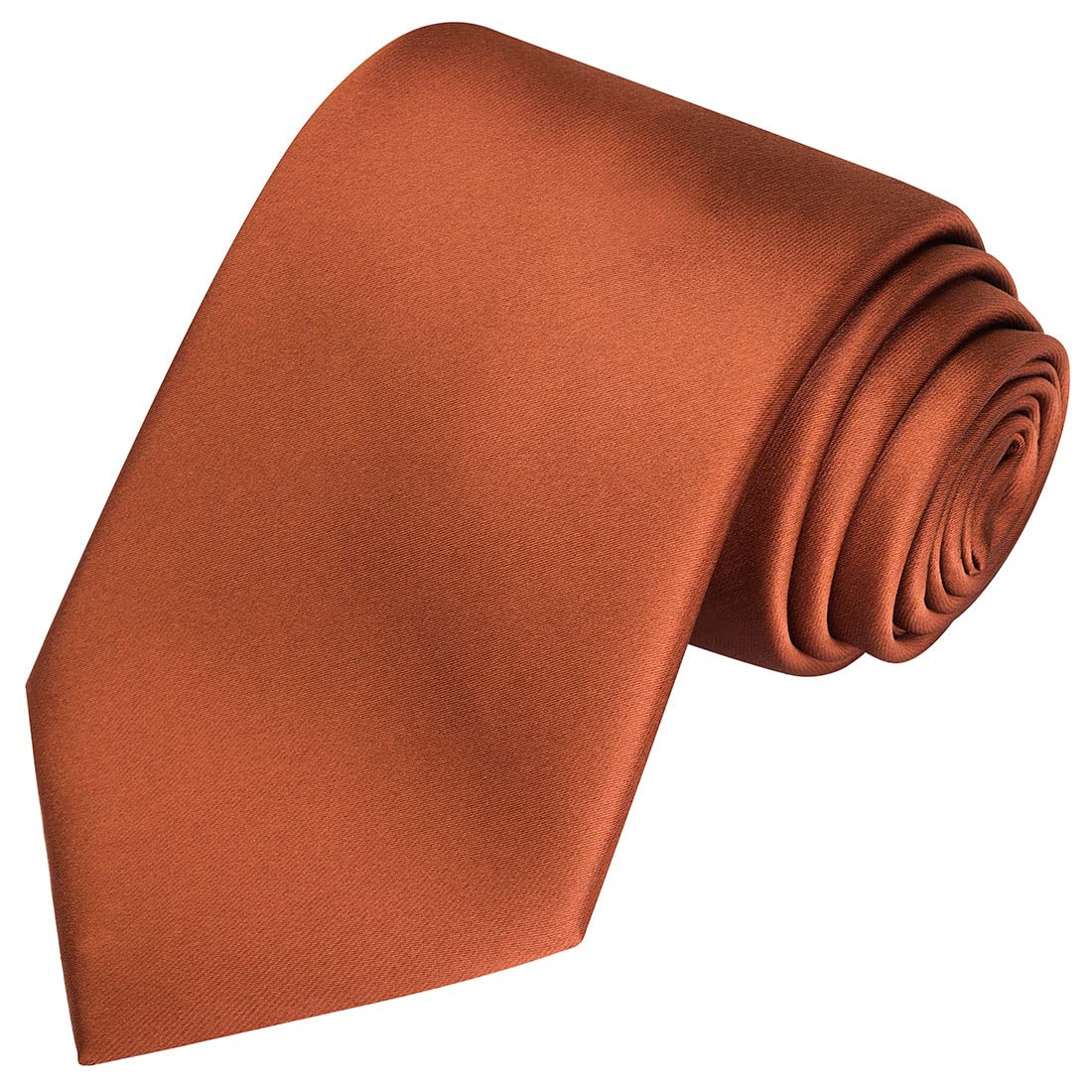 KissTies 63'' XL Tie Rust Solid Satin Ties Extra Long Necktie Burnt Orange