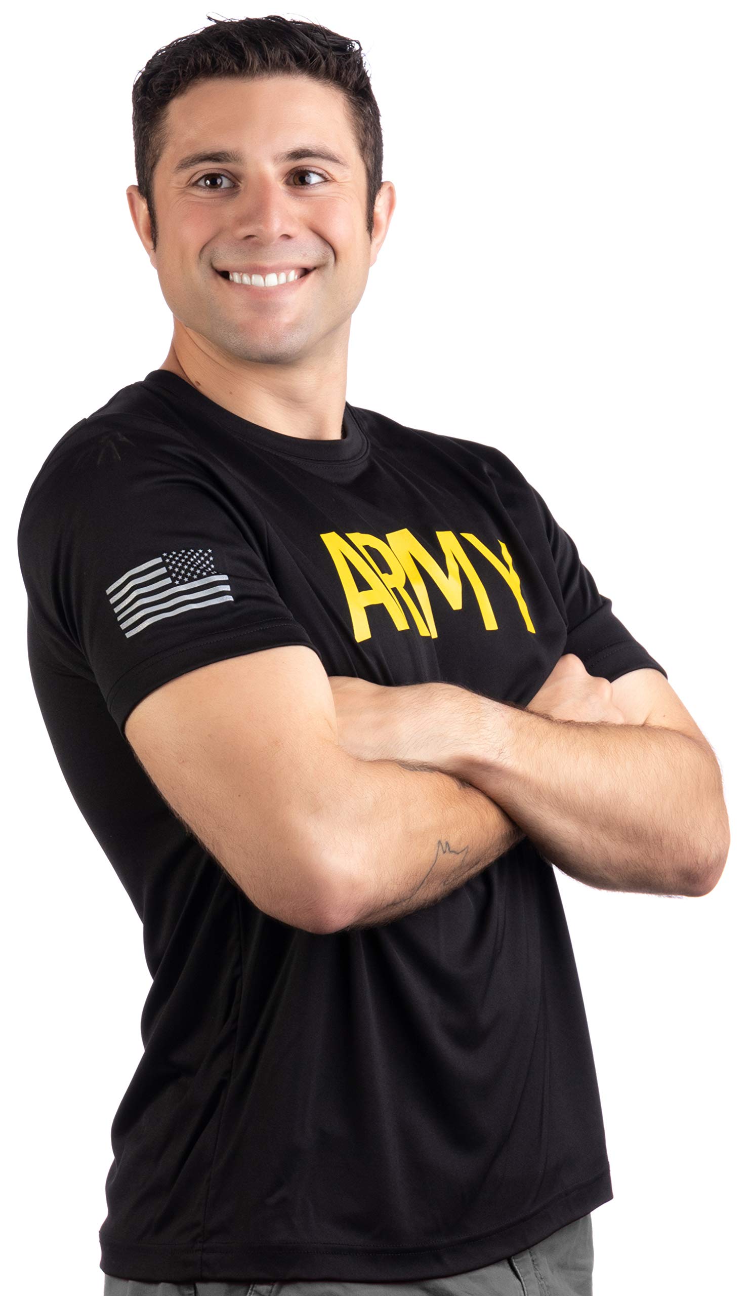 Ann Arbor T-shirt Co. Army Wicking PT Style Shirt | U.S. Military Performance Training Workout T-Shirt-(Poly,XL)