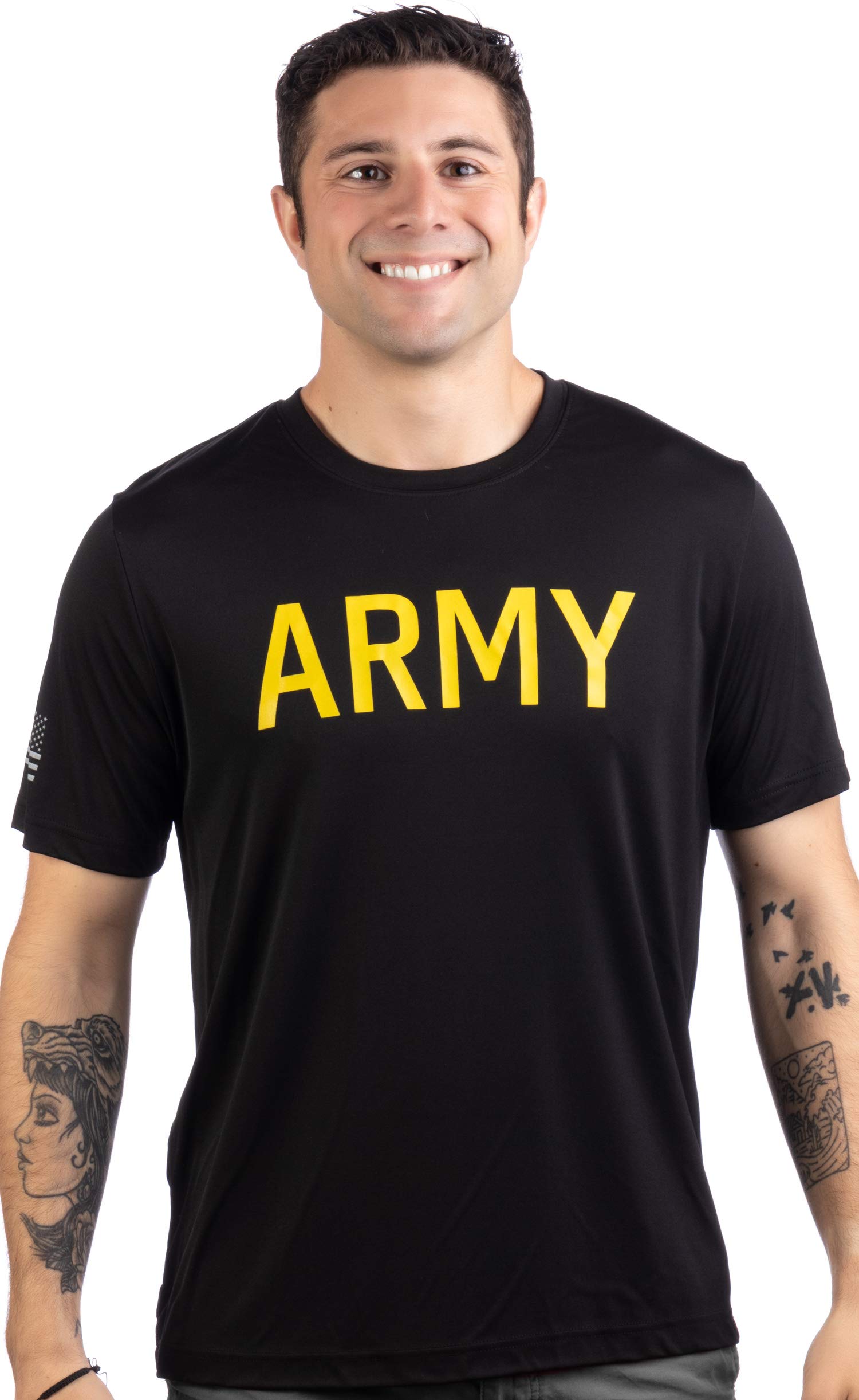 Ann Arbor T-shirt Co. Army Wicking PT Style Shirt | U.S. Military Performance Training Workout T-Shirt-(Poly,XL)