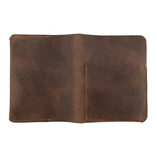 Hide & Drink, Leather Bifold Card Holder, Holds Up to 6 Cards/Organizer/Case/Wallet, Handmade Includes 101 Year Warranty :: Bourbon Brown