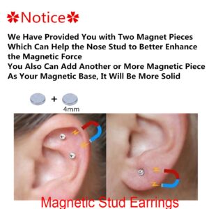 Emivery 5mm Crystal Magnetic Stud Earring Magnet Nose Ear Lip Stud Non Piercing Tragus Nose Stud 8 Pairs/Pack (8 Pairs Multi)