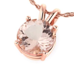 gng 10k rose gold natural morganite solitaire pendant necklace, 18" (6mm round morganite)