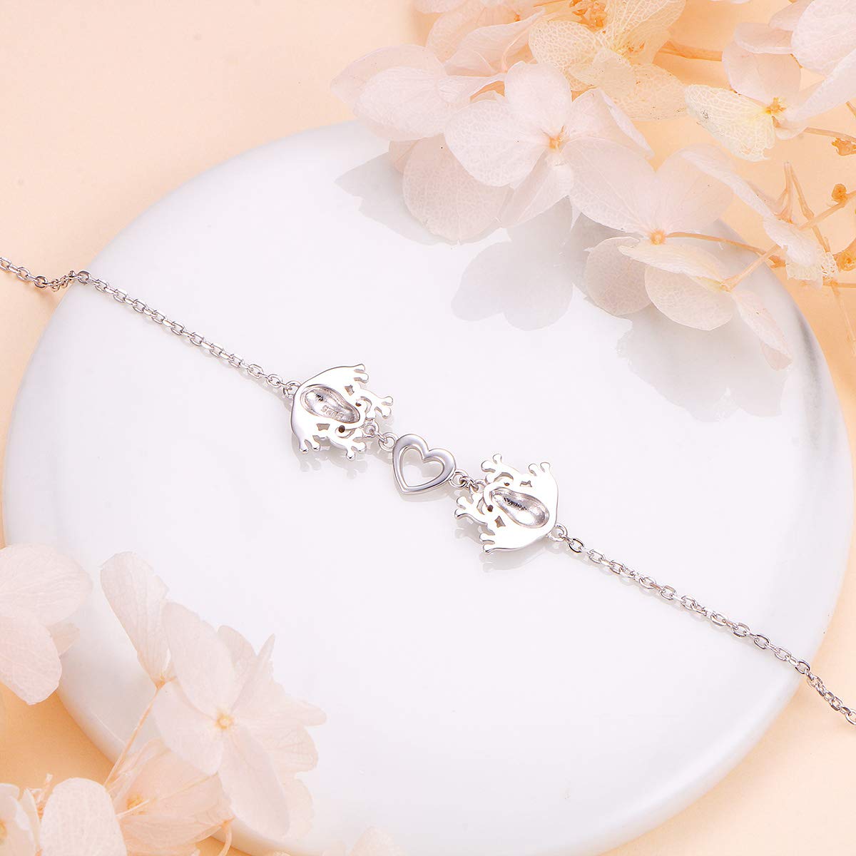 S925 Sterling Silver Frog Link Animal Heart Toad Bracelet for Women Jewelry