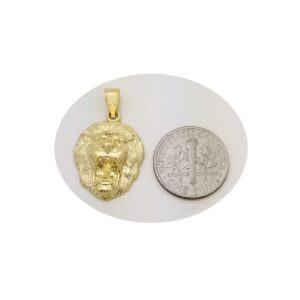 AMZ Jewelry 10K Yellow Gold Lion Head Charm Lion Pendant 1.0 inch