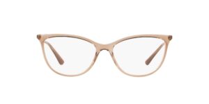 vogue eyewear women's vo5239 cat eye prescription eyeglass frames, top brown/crystal/demo lens, 52 mm