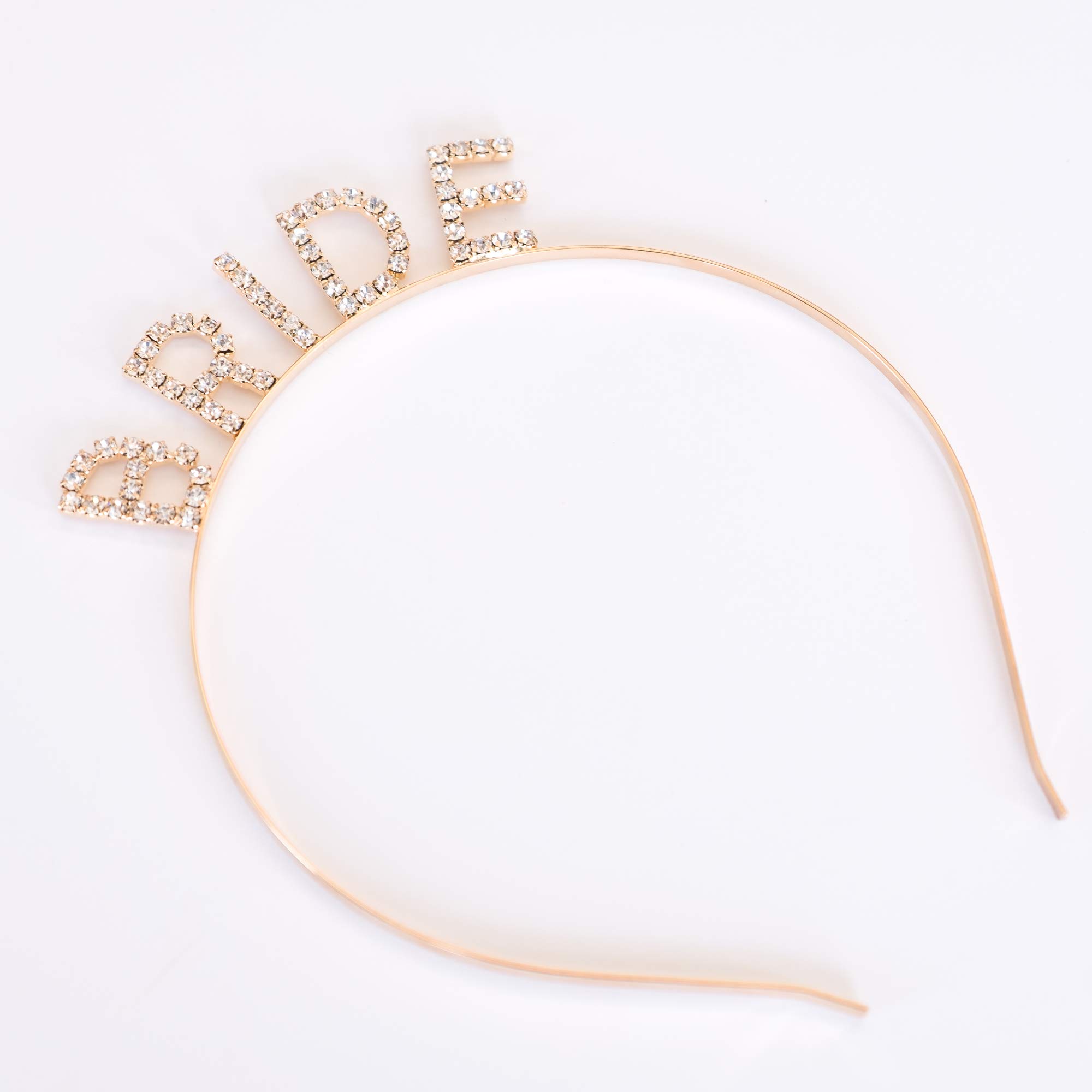 Ella Celebration Rhinestone Bride Headband Bridal Shower Bachelorette Party Headbands (Gold Rhinestone)