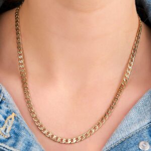 Barzel 18k Gold Plated Diamond Cut Cuban Link Chain Necklace 5MM (24, Diamond Cut CU100)