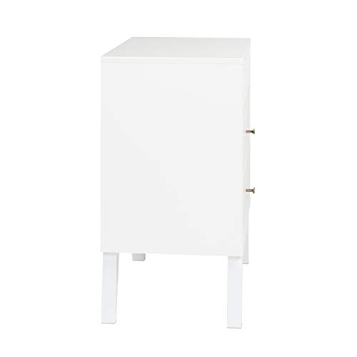 Prepac Milo Mid-Century Modern 2 Drawer Nightstand With Open Shelf, 16"D x 22.5"W x 29.5"H, White