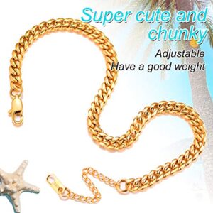 Cuban Link Anklets For Women Stainless Chain Anklet Men Summer Feet Jewelry Foot Bracelet Gold Anklet