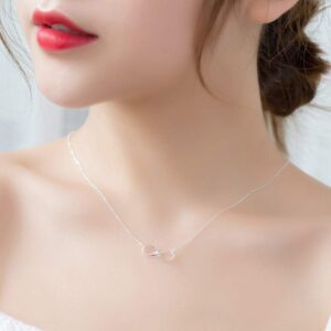 Tiny Heart Star Moon Cross Infinity Love Pendant Necklace for Women Girls 925 Sterling Silver 14K Gold Plated Simple Mini Cute Petite Choker Tassel Chain Multiple Jewelry Gift for Mom Daughter Wife (Infinity love)