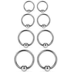 scerring 8pcs 14g g23 titanium captive bead ring nose rings hoop helix daith cartilage tragus earrings nipple eyebrow body piercing 10mm 12mm 14mm 16mm