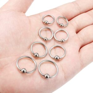 SCERRING 8PCS 14G G23 Titanium Captive Bead Ring Nose Rings Hoop Helix Daith Cartilage Tragus Earrings Nipple Eyebrow Body Piercing 10mm 12mm 14mm 16mm