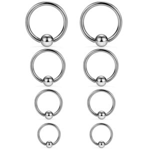 SCERRING 8PCS 14G G23 Titanium Captive Bead Ring Nose Rings Hoop Helix Daith Cartilage Tragus Earrings Nipple Eyebrow Body Piercing 10mm 12mm 14mm 16mm