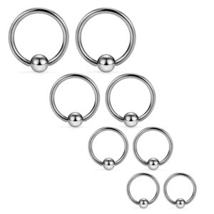 SCERRING 8PCS 14G G23 Titanium Captive Bead Ring Nose Rings Hoop Helix Daith Cartilage Tragus Earrings Nipple Eyebrow Body Piercing 10mm 12mm 14mm 16mm