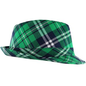 Skeleteen Irish Plaid Green Fedora - St. Patrick's Day Costume Accessories Leprechaun Hat For Men Women and Kids