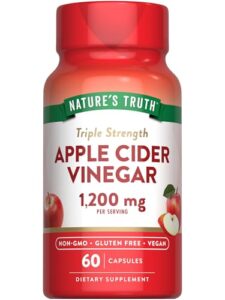 nature's truth apple cider vinegar vegan capsules | 1200mg | 60 veggie pills | extra strength | vegan, non-gmo and gluten free supplement