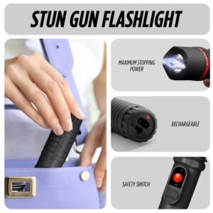 Guard Dog Security Inferno Compact Stun Gun Flashlight for Self Defense, Rechargebale Batteries, Bright LED Flashlight, Maximum Voltage, Holster Included for Women and Men