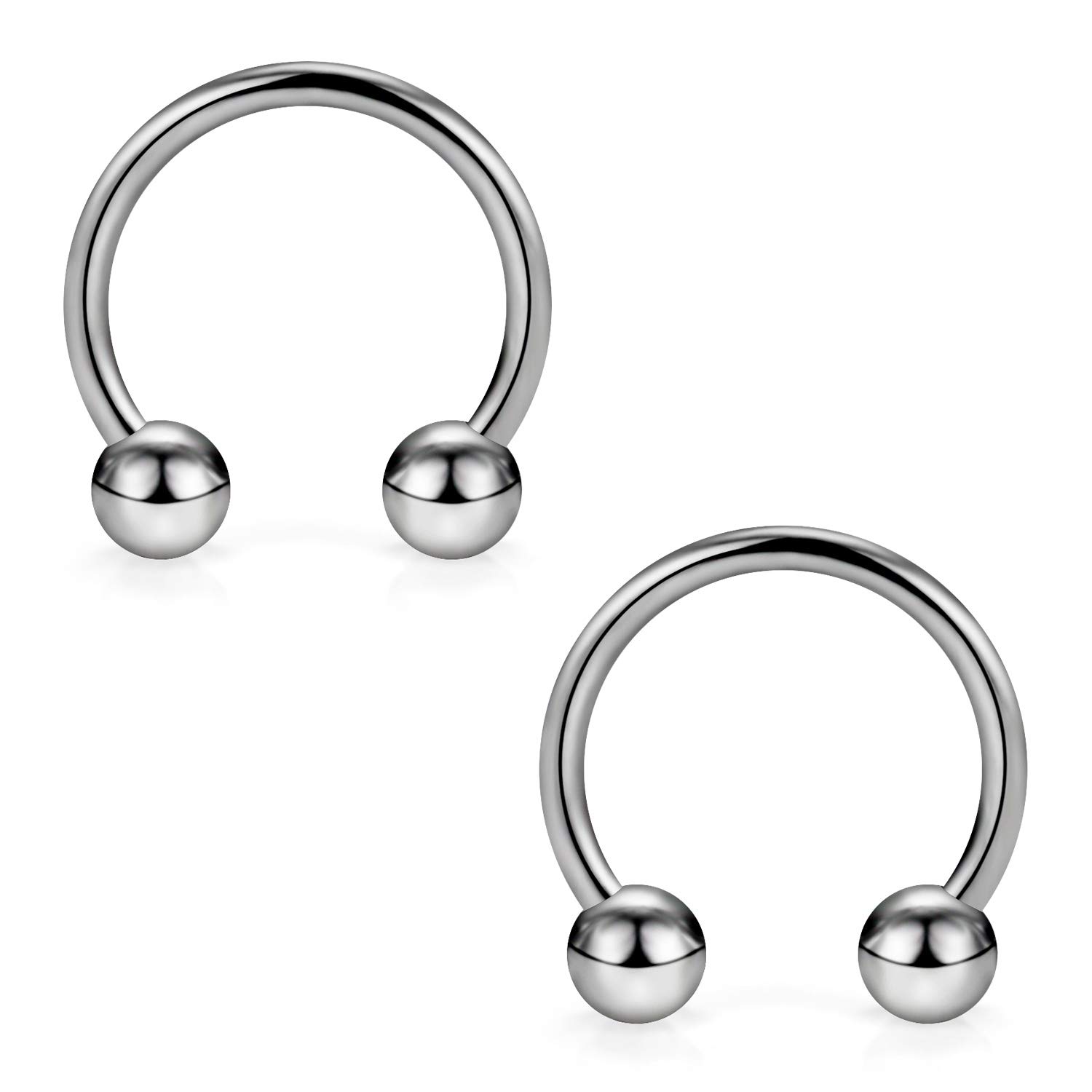 SCERRING 2PCS 14G G23 Titanium Horseshoe Septum Ring Nose Rings Hoop Helix Daith Cartilage Tragus Earrings Nipple Eyebrow Body Piercing Jewelry 12mm