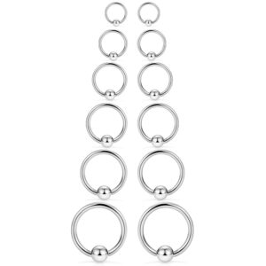 scerring 12pcs 12g stainless steel captive bead ring nose rings hoop helix daith cartilage tragus earrings nipple eyebrow pa body piercing 8mm 10mm 12mm 14mm 16mm 19mm silver