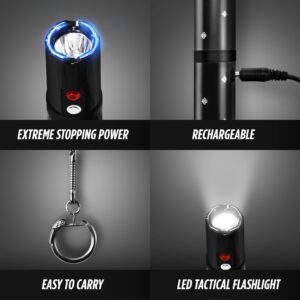 Lipstick Stun Gun for Women - Guard Dog Security Elektra Stun Gun for Self Defense, Maximum Voltage, 100 Lumen Flashlight with Keychain and Wall Charger (Black)