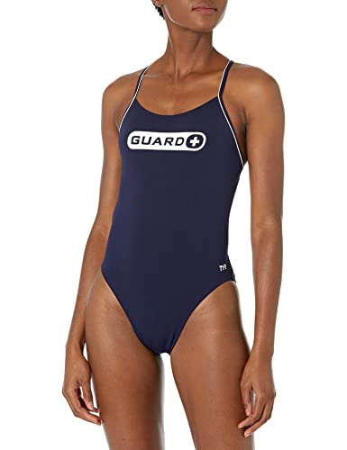 TYR Women's Standard Guard Cutout Fit Swimsuit, Navy, 38