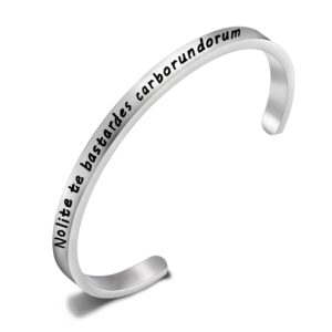 bnql nolite te bastardes carborundorum inspirational cuff bracelet quote bracelet (silver)