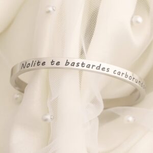 BNQL Nolite Te Bastardes Carborundorum Inspirational Cuff Bracelet Quote Bracelet (silver)