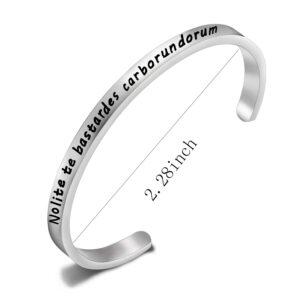 BNQL Nolite Te Bastardes Carborundorum Inspirational Cuff Bracelet Quote Bracelet (silver)