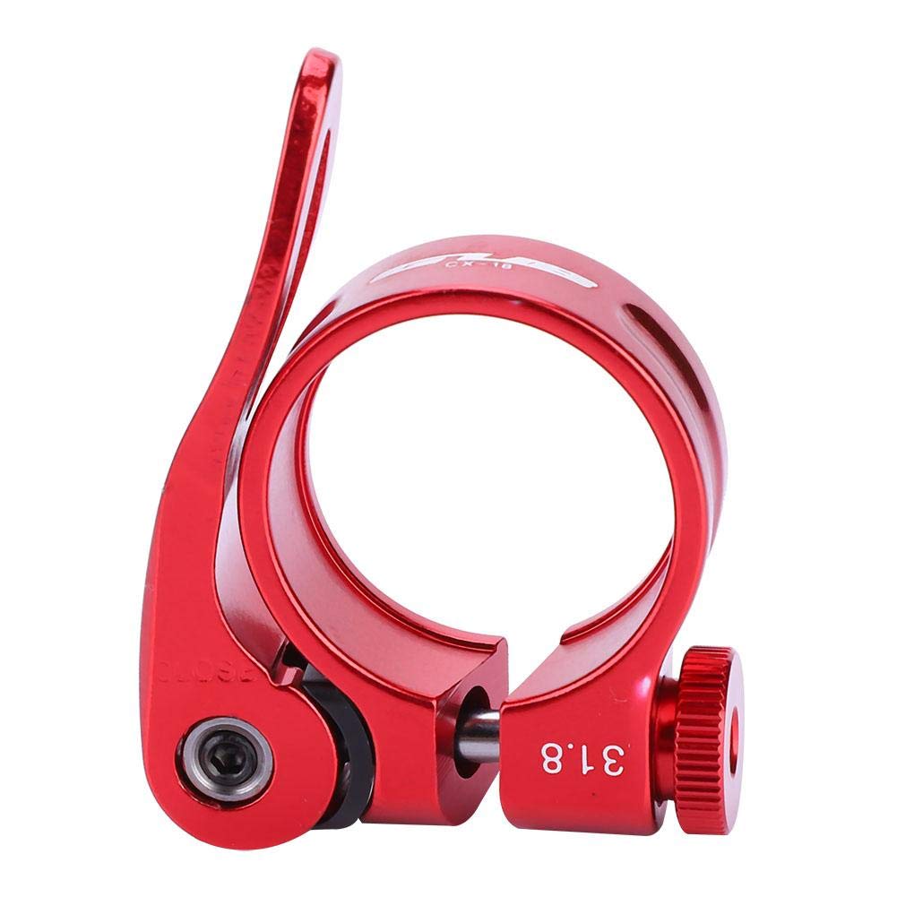 VGEBY1 Seatpost Clamp, Bicycle Seat Post Lock Quick Release Aluminum Alloy Cycling Part Seatpost Clip(31.8mm-Red)