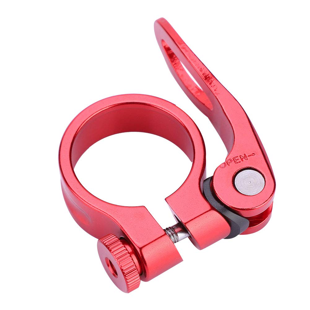 VGEBY1 Seatpost Clamp, Bicycle Seat Post Lock Quick Release Aluminum Alloy Cycling Part Seatpost Clip(31.8mm-Red)