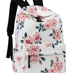 Leaper Girls Cute Backpack Fashion School Backpack for Girls Water Resistant Laptop Backpack Floral backpack for Women Beige