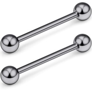 scerring grade 23 titanium externally threaded nipple bar barbell rings piercing retainer 16g 7/8inch sold as a pair