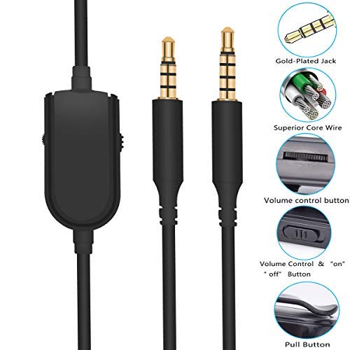 Replacement A10 A40 Cable Inline Mute Volume Control with Microphone for Astro A40/A30/A50 Headsets Cord Lead Compatible with Xbox One 4 PS4 Headphone Audio Extension Cable (Black/6.5ft)