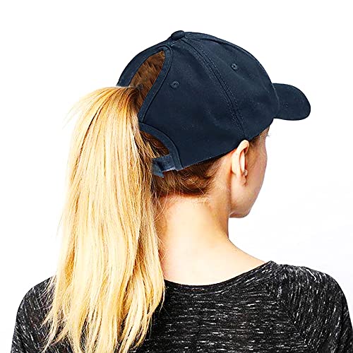 Eohak Ponytail Baseball Hat Distressed Retro Washed Womens Twill