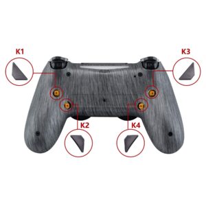 eXtremeRate Brushed Silver Dawn Programable Remap Kit for PS4 Controller with Upgrade Board & Redesigned Back Shell & 4 Back Buttons - Compatible with JDM-040/050/055 - Controller NOT Included