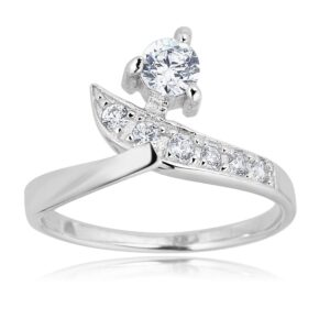 AVORA 925 Sterling Silver Adjustable Toe Ring with Simulated Diamond CZ