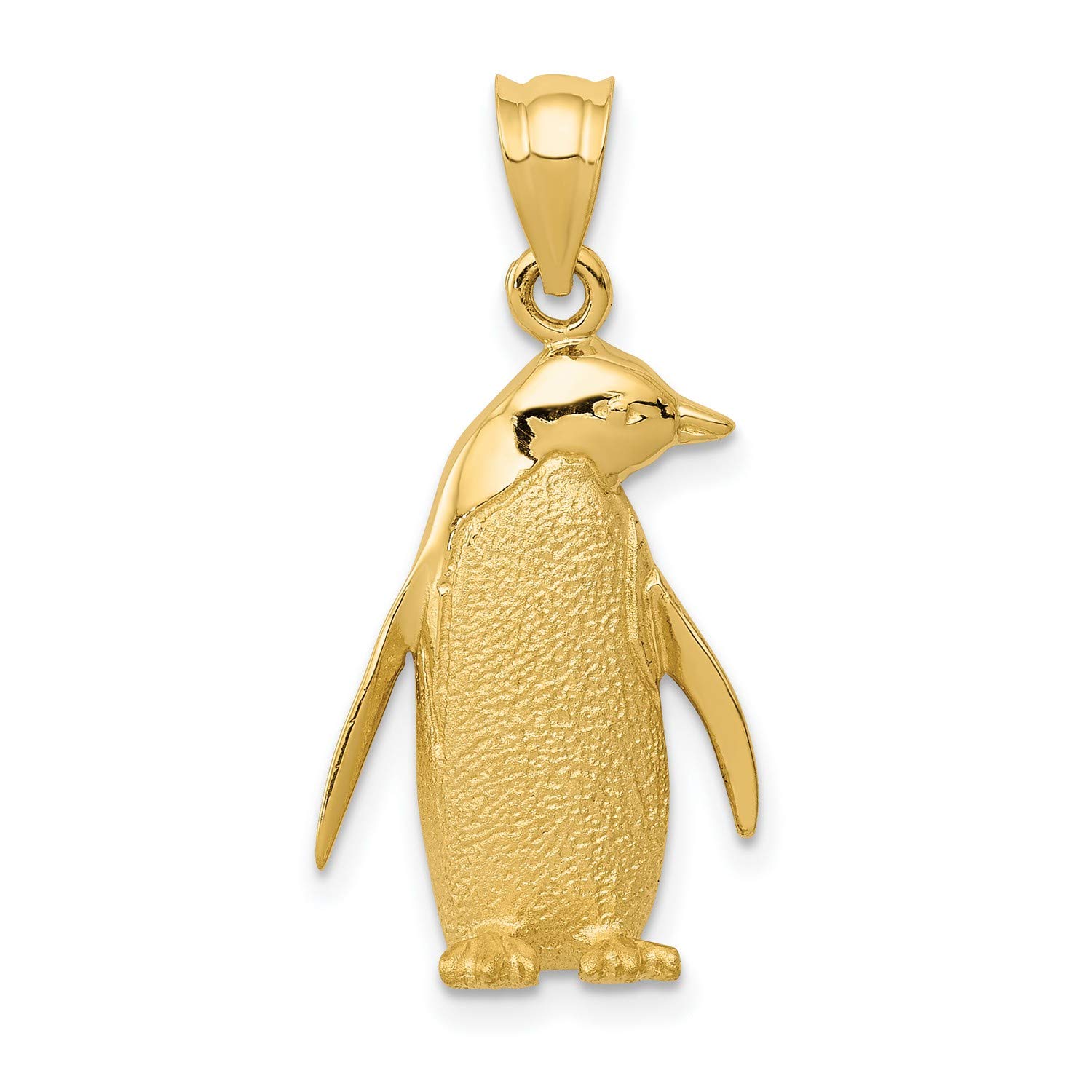 Jewelry Stores Network 14k Yellow Gold Textured Standing Penguin Pendant 27 mm x 14 mm